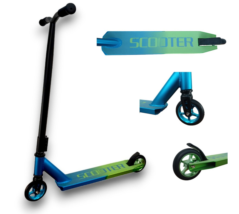 Самокат 2-х колесный трюковый Х PU-AL (Blue green/голубой зеленый)