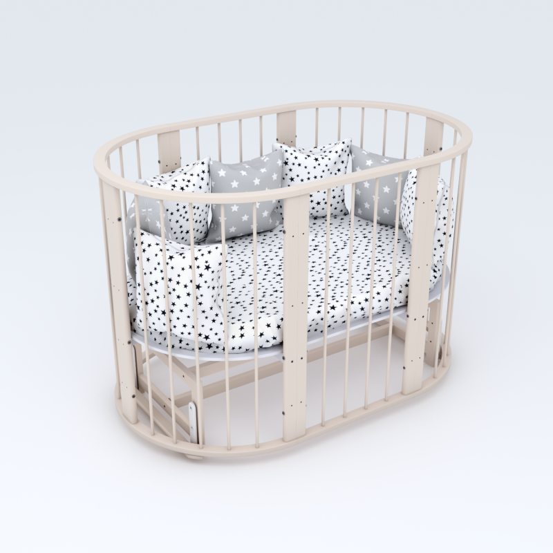 Кроватка ЗАЙКА 7 в 1  МАЯТНИК (Бежевый)