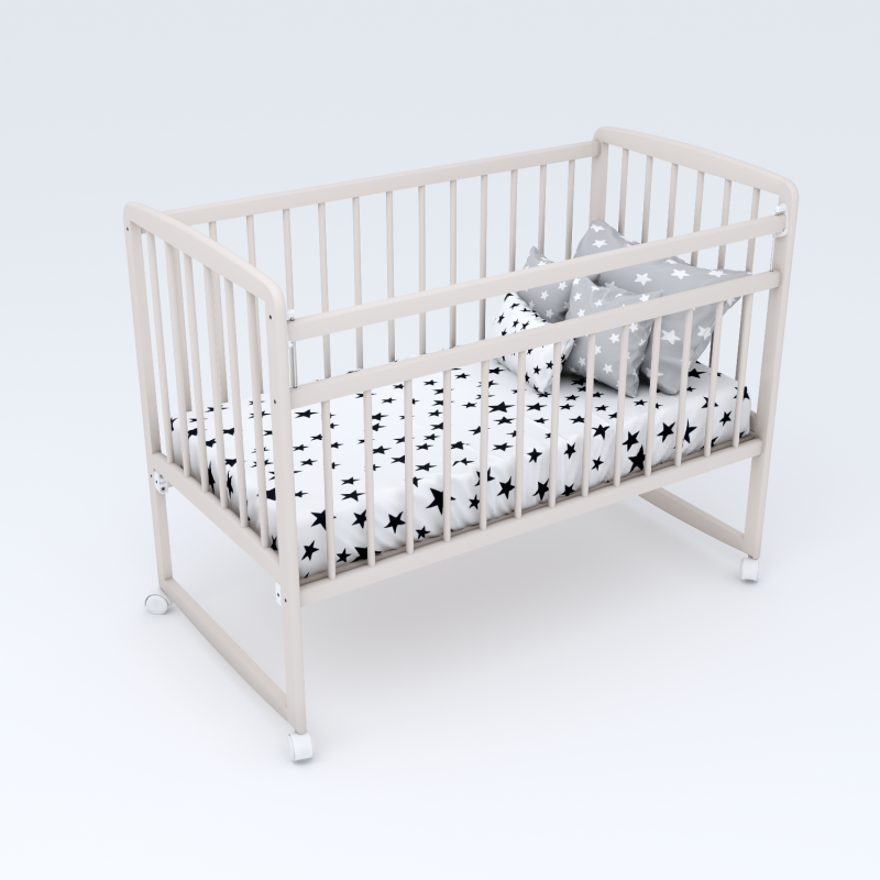 Кроватка ЗАЙКА Колесо-качалка (Бежевый)