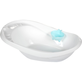 Ванночка детская "Буль-Буль" со сливным отверстием,  V до 44л, в комплектации с ковшом детским (белый цвет (ковш голубой))