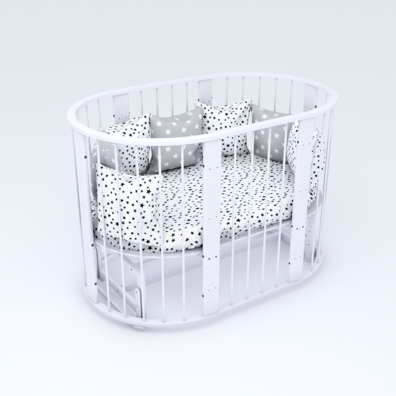 Кроватка ЗАЙКА 7 в 1  МАЯТНИК (Белый)