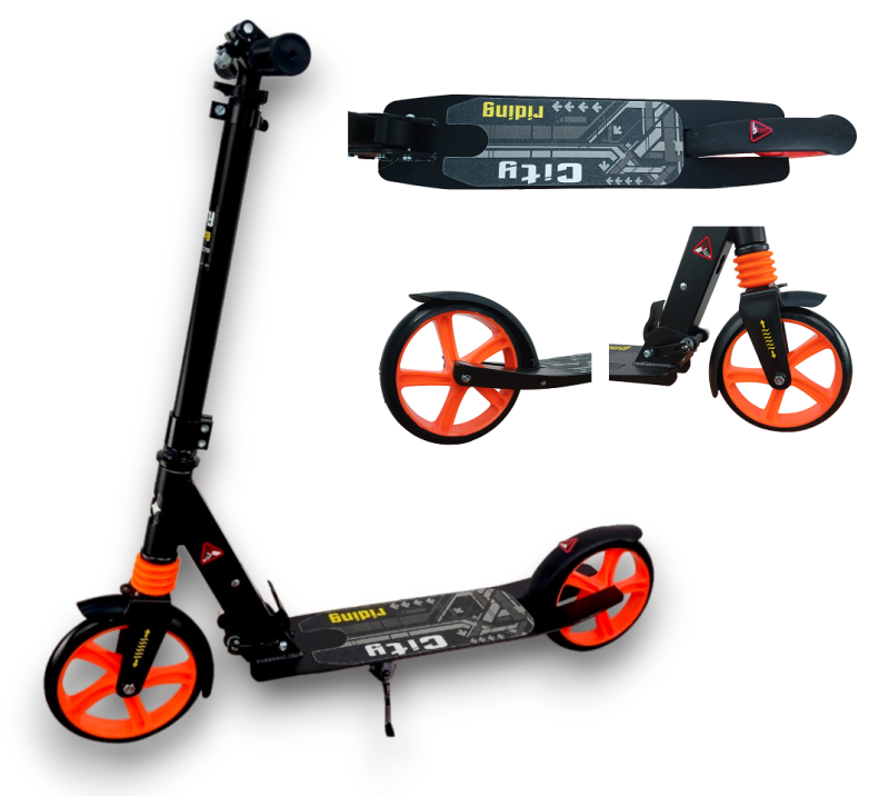 Самокат 2-х колесный PU 200 мм (Black/черный)