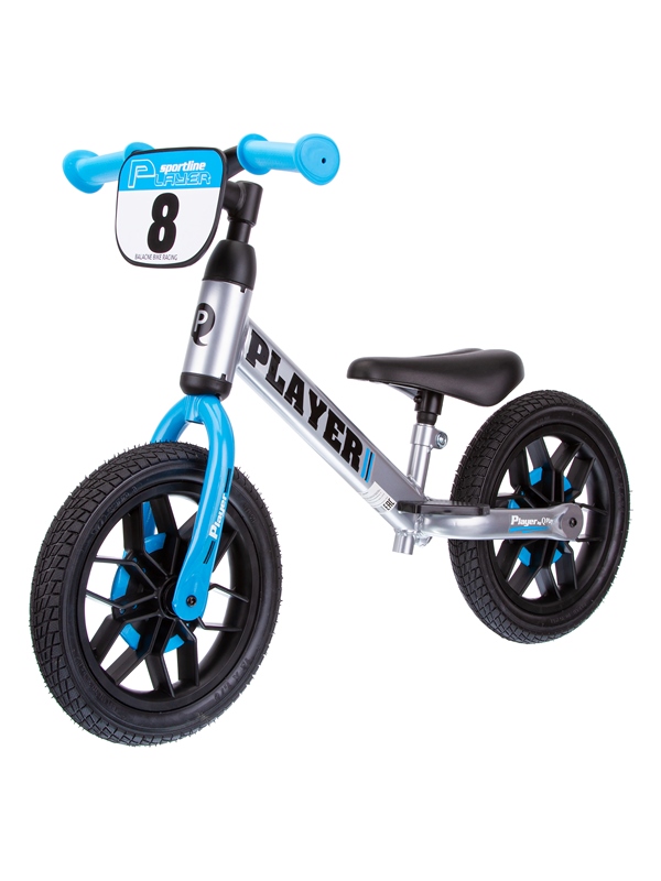 Беговел "Qplay" стальная рама, диаметр колес 12 дюймов, EVA колеса, светящиеся диски руль и сиденье  (Голубой PL1B)