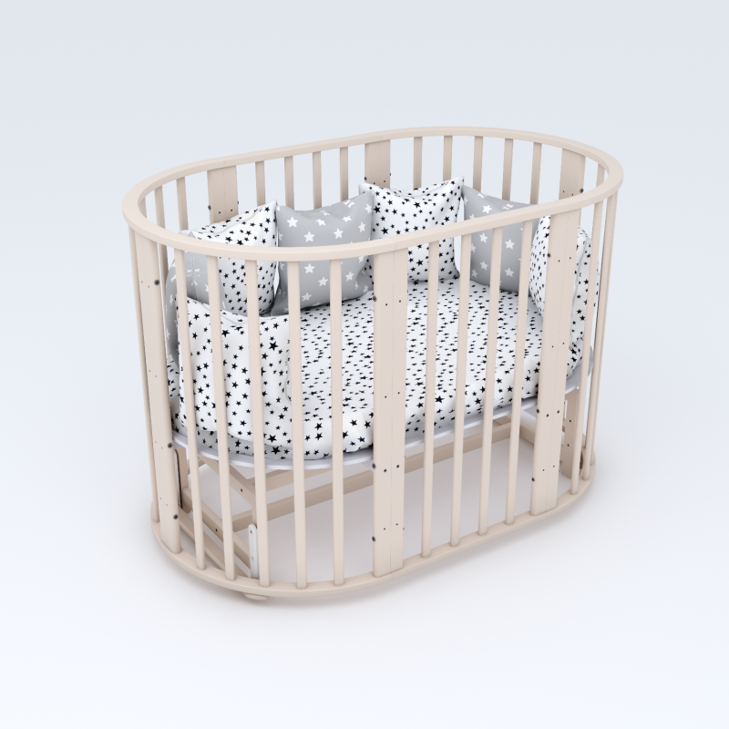 Кроватка МИШКА 7 в 1  МАЯТНИК (Бежевый)