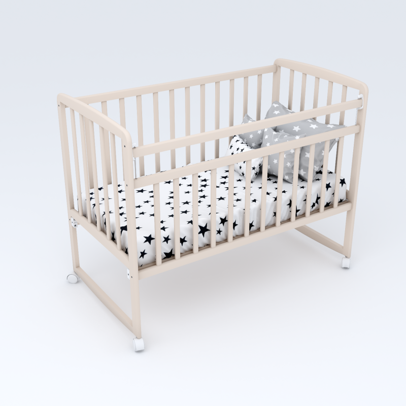 Кроватка МИШКА Колесо-качалка (Бежевый)